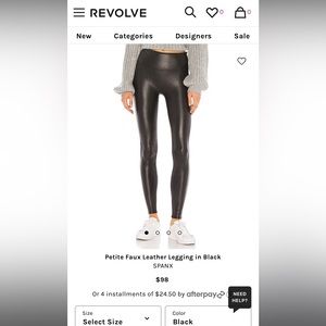 Petite Faux Leather Legging in Black
